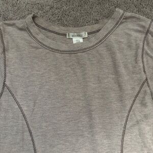 Bozzolo Women's Beige Long Sleeve Ribbed Tee